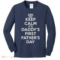 Keep Calm It's My Daddy's First Father's Day Kids Long Sleeve Shirt thumb 0
