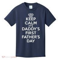 Keep Calm It's My Daddy's First Father's Day Kids T-Shirt thumb 0