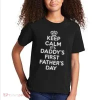 Keep Calm It's My Daddy's First Father's Day Kids T-Shirt thumb 2