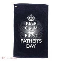 Keep Calm It's My First Father's Day Golf Towel thumb 0