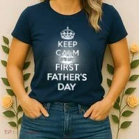 Keep Calm It's My First Father's Day Women's T-Shirt thumb 2