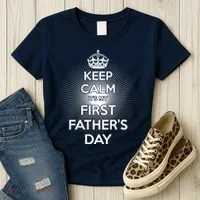 Keep Calm It's My First Father's Day Women's T-Shirt thumb 3