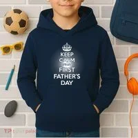 Keep Calm It's My First Father's Day Kids Hoodie thumb 2