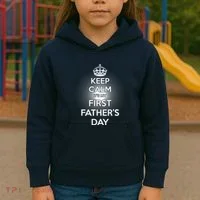 Keep Calm It's My First Father's Day Kids Hoodie thumb 3