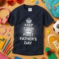 Keep Calm It's My First Father's Day Kids T-Shirt thumb 3