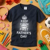 Keep Calm It's My First Father's Day Kids T-Shirt thumb 3