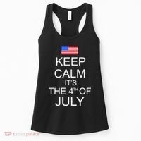 Keep Calm It's The 4th of July USA Flag Women's Tank Top thumb 0
