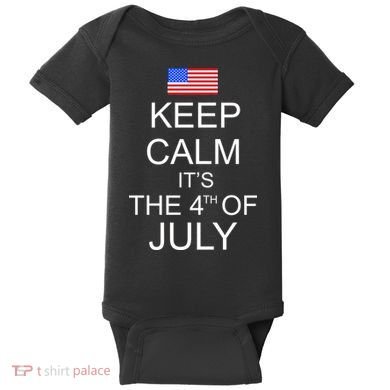 Keep Calm It's The 4th of July USA Flag Baby Bodysuit