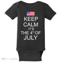 Keep Calm It's The 4th of July USA Flag Baby Bodysuit thumb 0