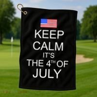 Keep Calm It's The 4th of July USA Flag Golf Towel thumb 1