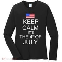 Keep Calm It's The 4th of July USA Flag Women's Long Sleeve Shirt thumb 0