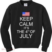 Keep Calm It's The 4th of July USA Flag Kids Sweatshirt thumb 0