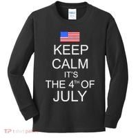 Keep Calm It's The 4th of July USA Flag Kids Long Sleeve Shirt thumb 0