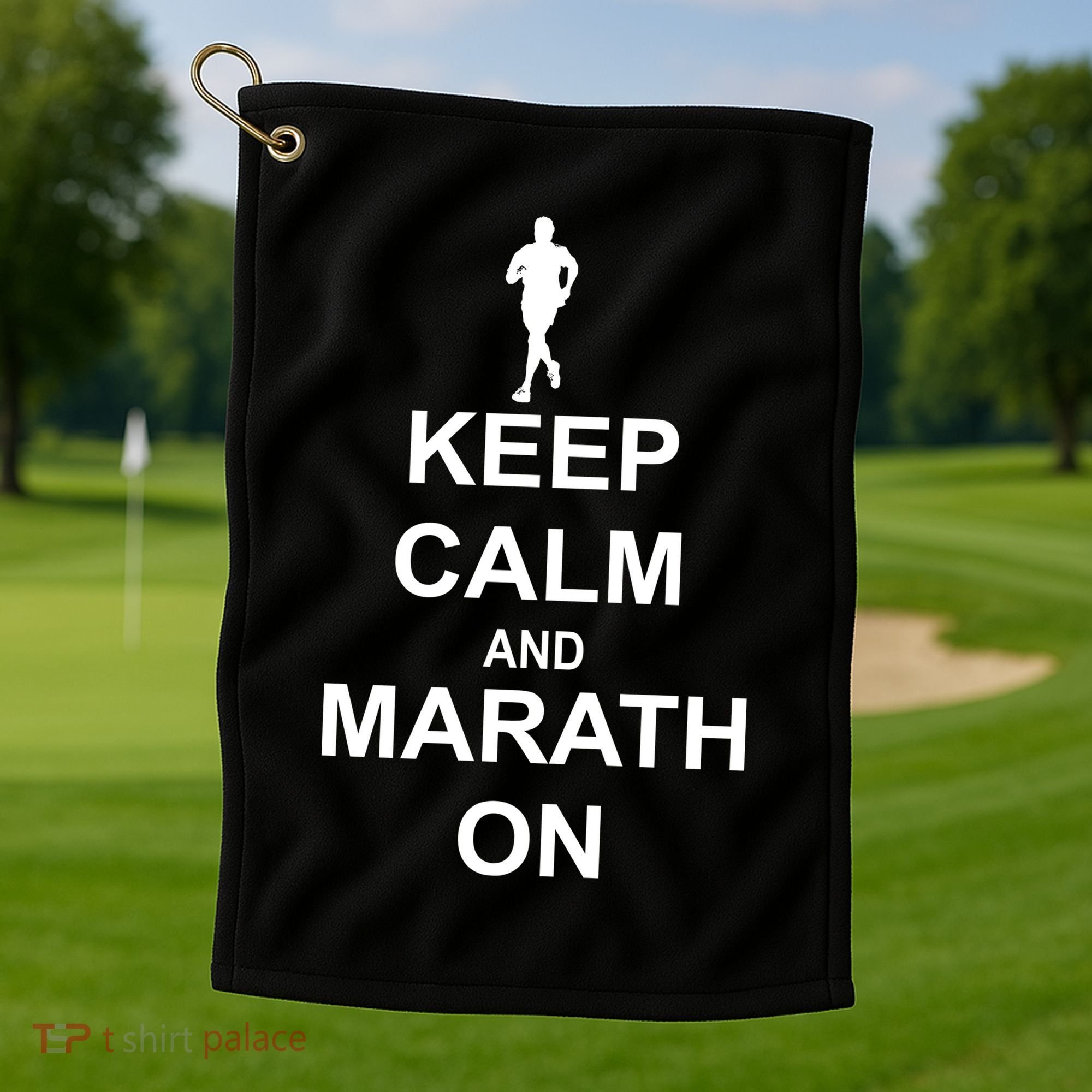 Keep Calm Marathon On Golf Towel