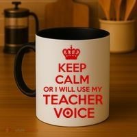 Keep Calm Or I Will Use My Teacher Voice Coffee Mug thumb 4