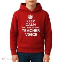 Keep Calm Or I Will Use My Teacher Voice Kids Hoodie thumb 4