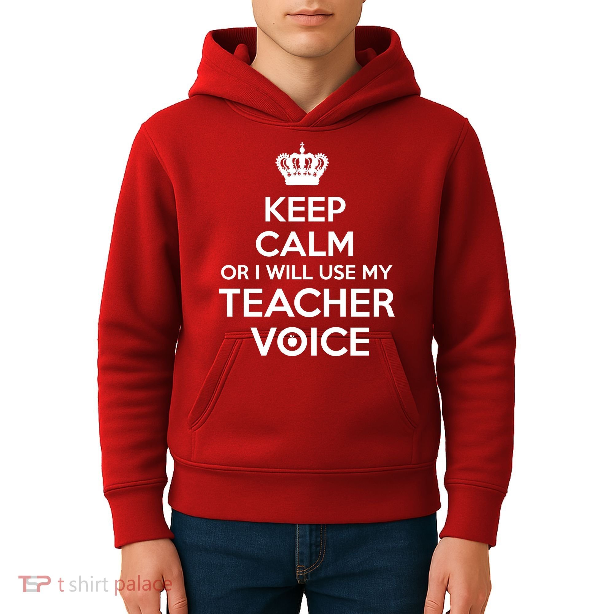 Keep Calm Or I Will Use My Teacher Voice Kids Hoodie