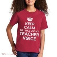 Keep Calm Or I Will Use My Teacher Voice Kids T-Shirt thumb 2