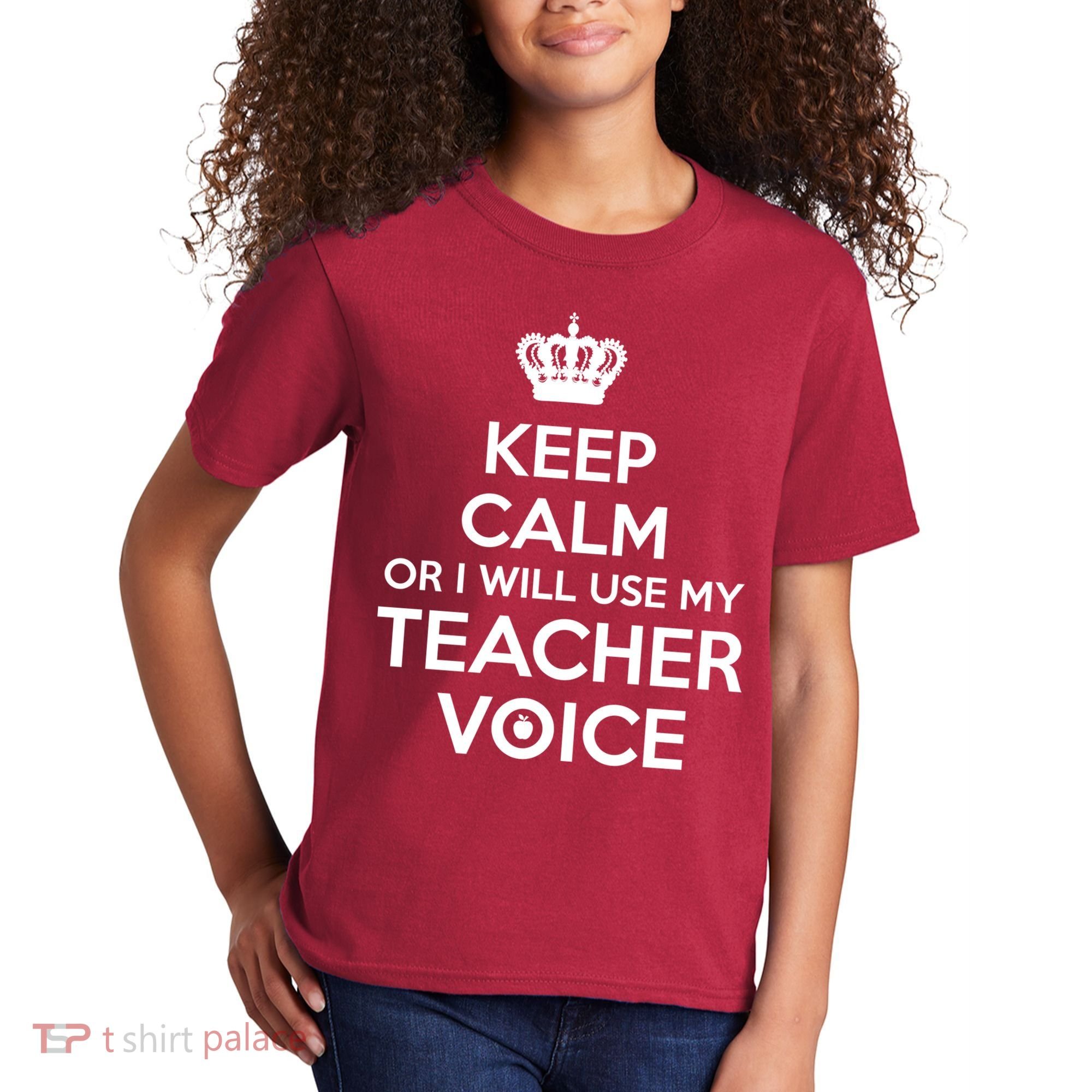 Keep Calm Or I Will Use My Teacher Voice Kids T-Shirt