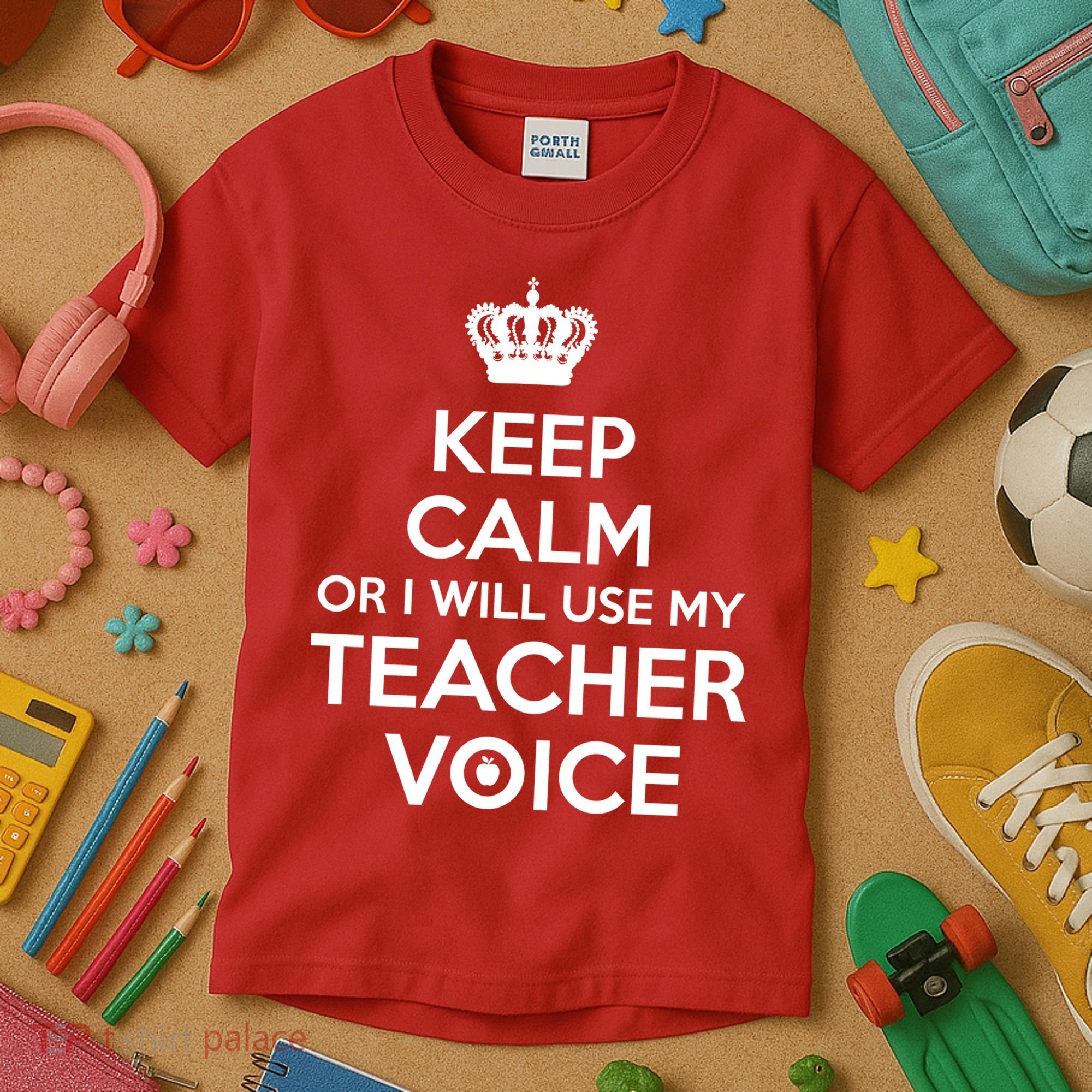 Keep Calm Or I Will Use My Teacher Voice Kids T-Shirt