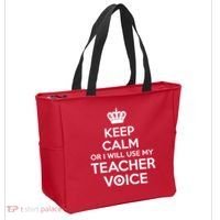 Keep Calm Or I Will Use My Teacher Voice Tote Bag thumb 2