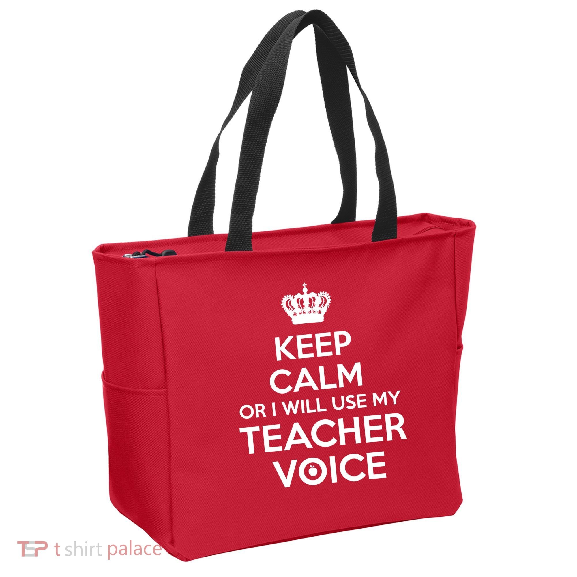 Keep Calm Or I Will Use My Teacher Voice Tote Bag