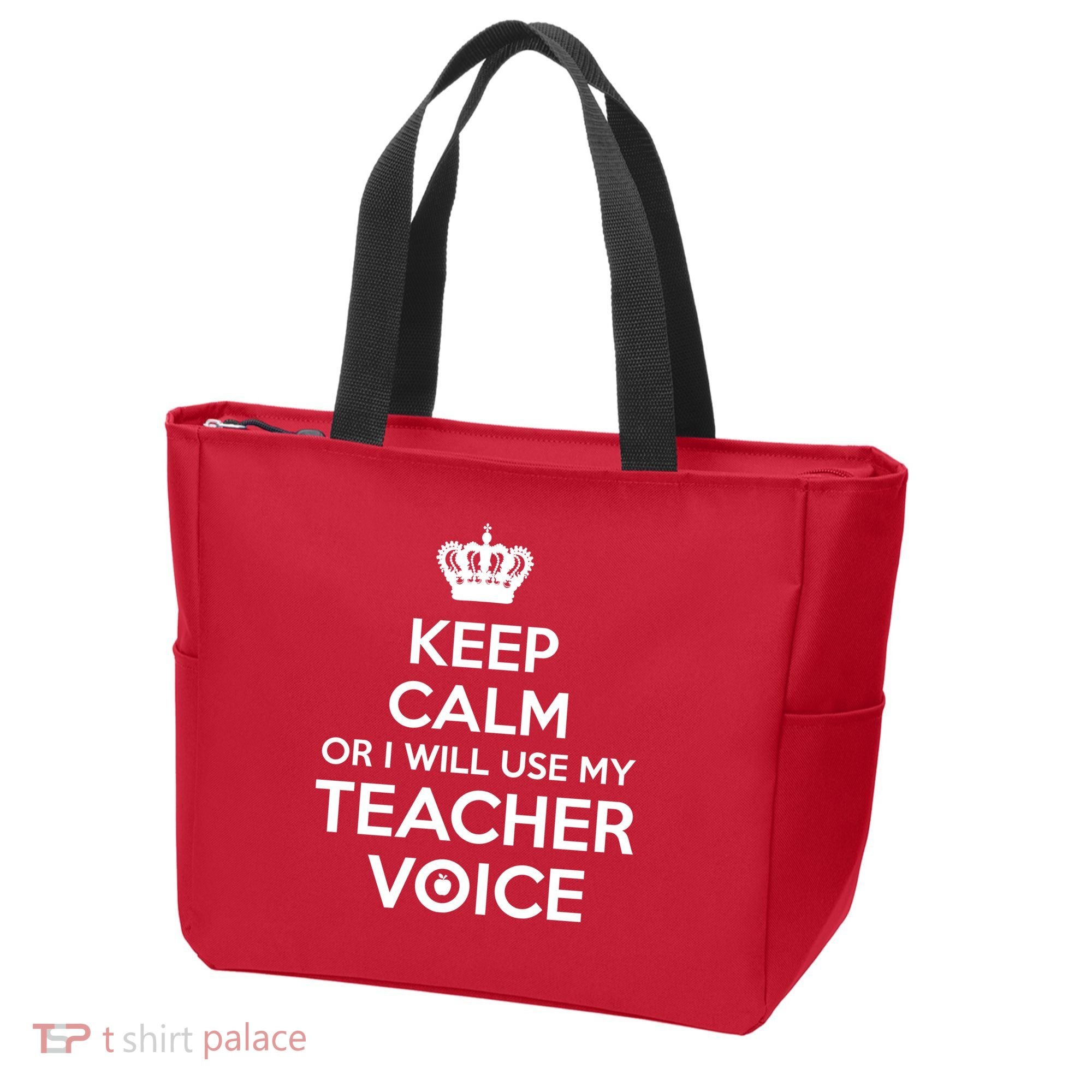 Keep Calm Or I Will Use My Teacher Voice Tote Bag