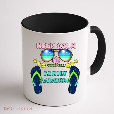 Keep Calm We're On A Family Vacation Coffee Mug back