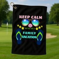 Keep Calm We're On A Family Vacation Golf Towel thumb 1