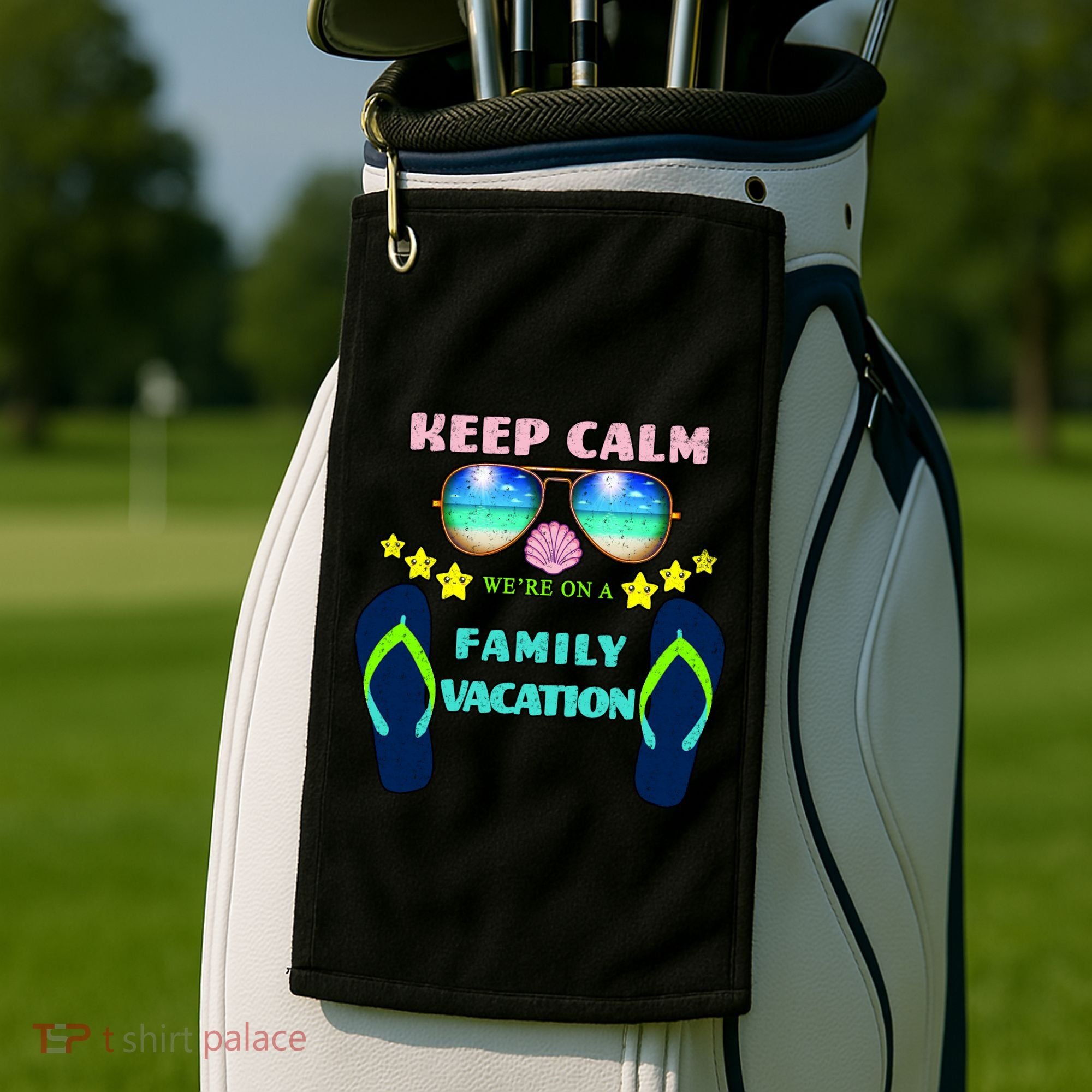Keep Calm We're On A Family Vacation Golf Towel