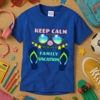 Keep Calm We're On A Family Vacation Kids T-Shirt thumb 3