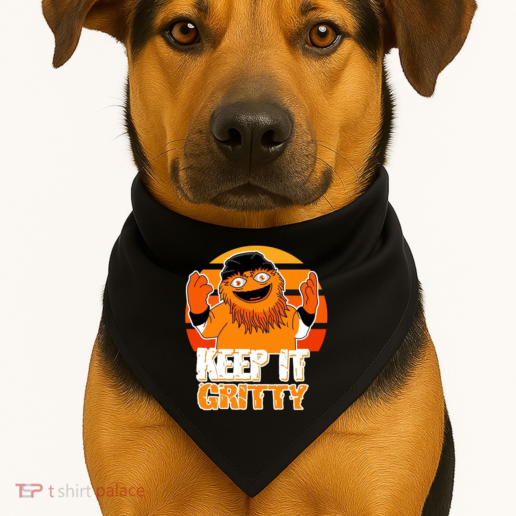 Keep It Gritty Retro Hockey Mascot USA-Made Doggie Bandana