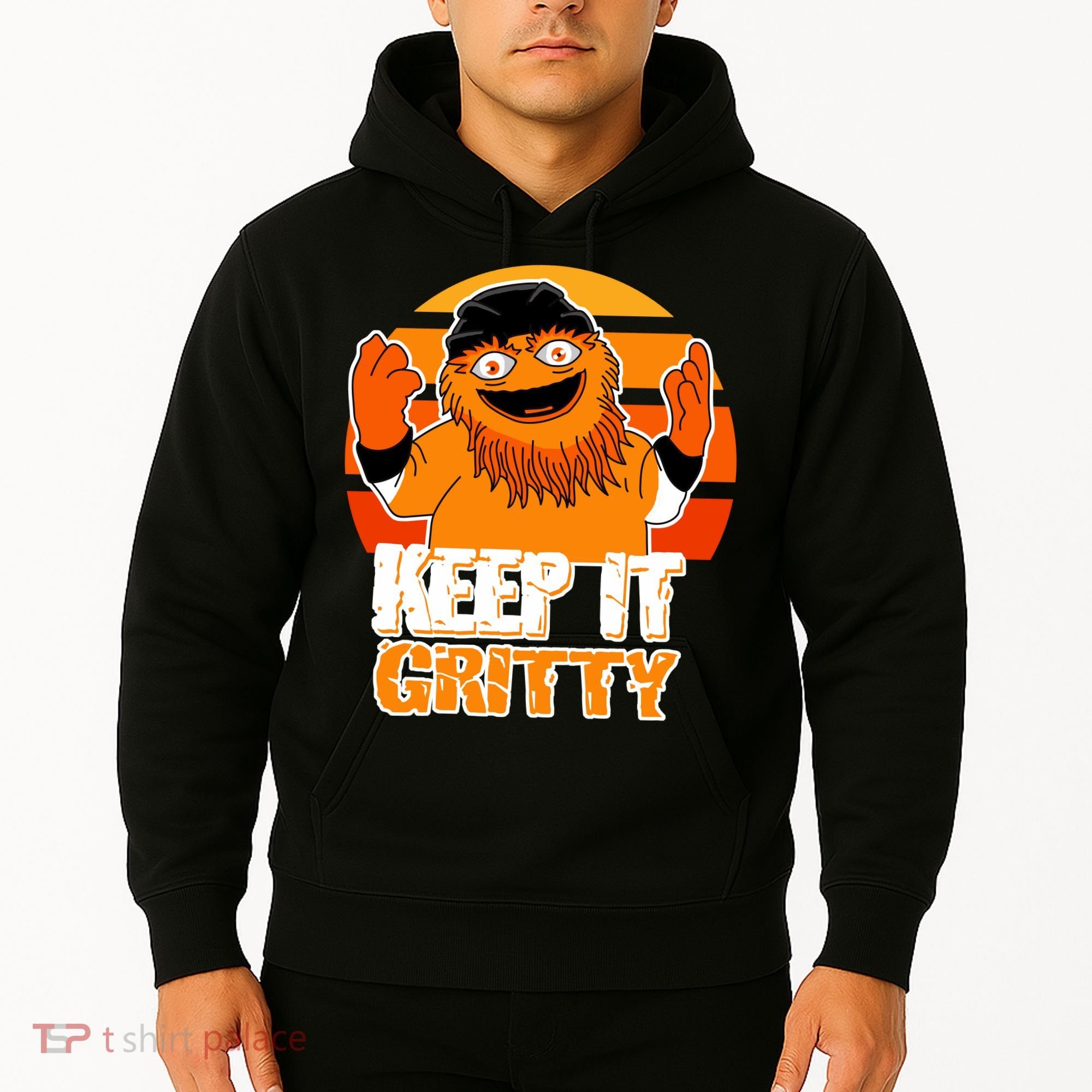 Keep It Gritty Retro Hockey Mascot Hoodie