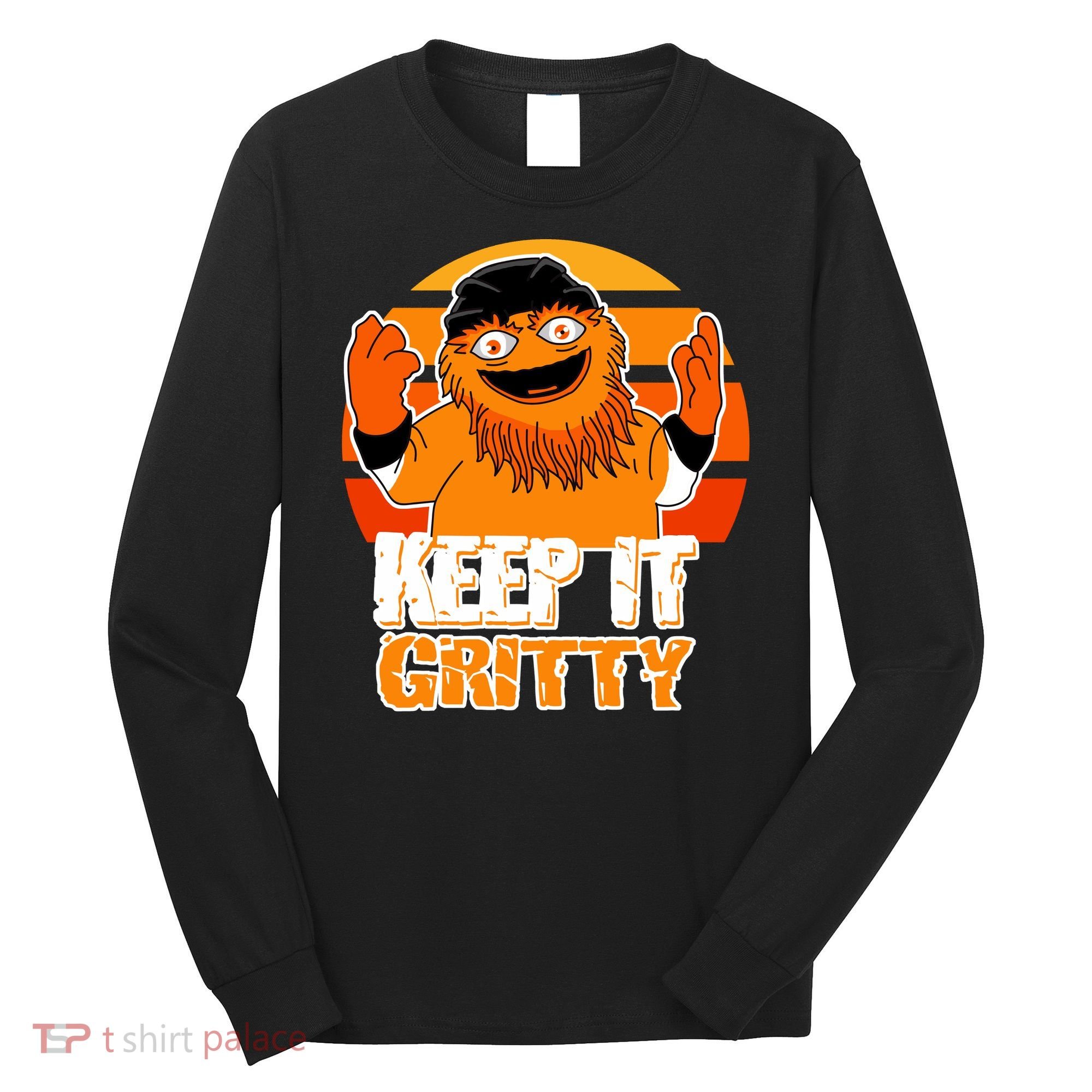 Keep It Gritty Retro Hockey Mascot Long Sleeve Shirt