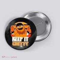 Keep It Gritty Retro Hockey Mascot Button thumb 0