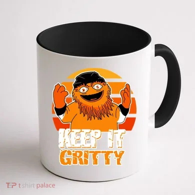 Keep It Gritty Retro Hockey Mascot Coffee Mug back