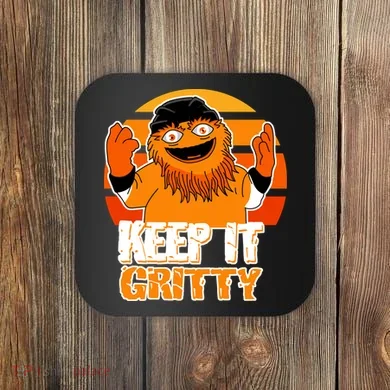 Keep It Gritty Retro Hockey Mascot Coaster