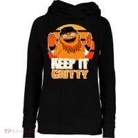 Keep It Gritty Retro Hockey Mascot Womens Funnel Neck Pullover Hood thumb 0