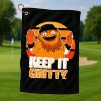 Keep It Gritty Retro Hockey Mascot Golf Towel thumb 1