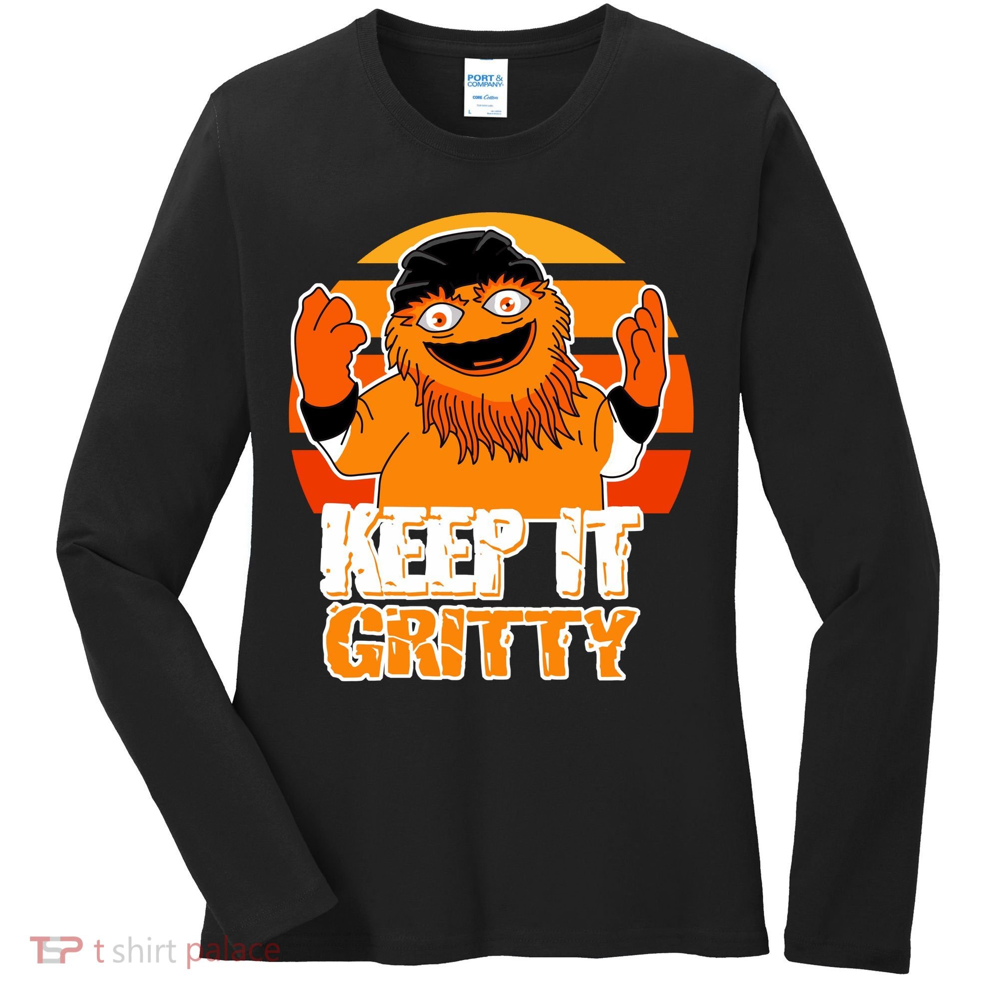 Keep It Gritty Retro Hockey Mascot Women's Long Sleeve Shirt