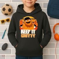 Keep It Gritty Retro Hockey Mascot Kids Hoodie thumb 2