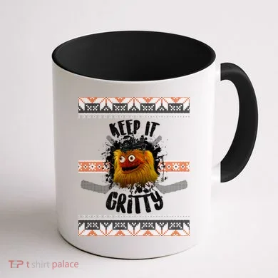 Keep It Gritty Ugly Christmas Sweater Coffee Mug back