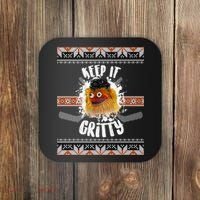 Keep It Gritty Ugly Christmas Sweater Coaster thumb 0