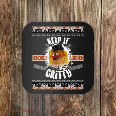 Keep It Gritty Ugly Christmas Sweater Coaster