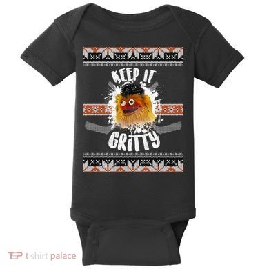 Keep It Gritty Ugly Christmas Sweater Baby Bodysuit
