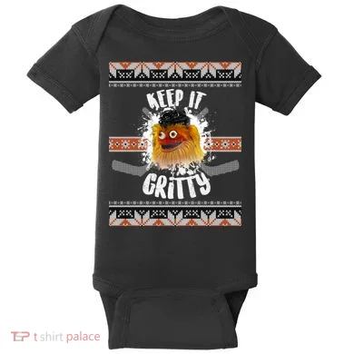Keep It Gritty Ugly Christmas Sweater Baby Bodysuit