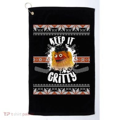 Keep It Gritty Ugly Christmas Sweater Golf Towel