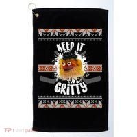 Keep It Gritty Ugly Christmas Sweater Golf Towel thumb 0