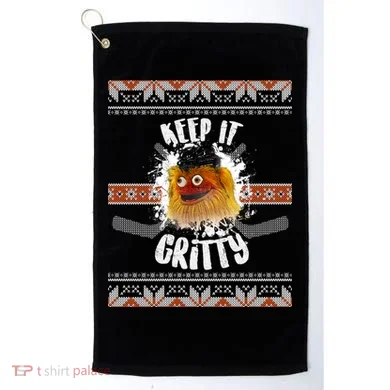 Keep It Gritty Ugly Christmas Sweater Golf Towel