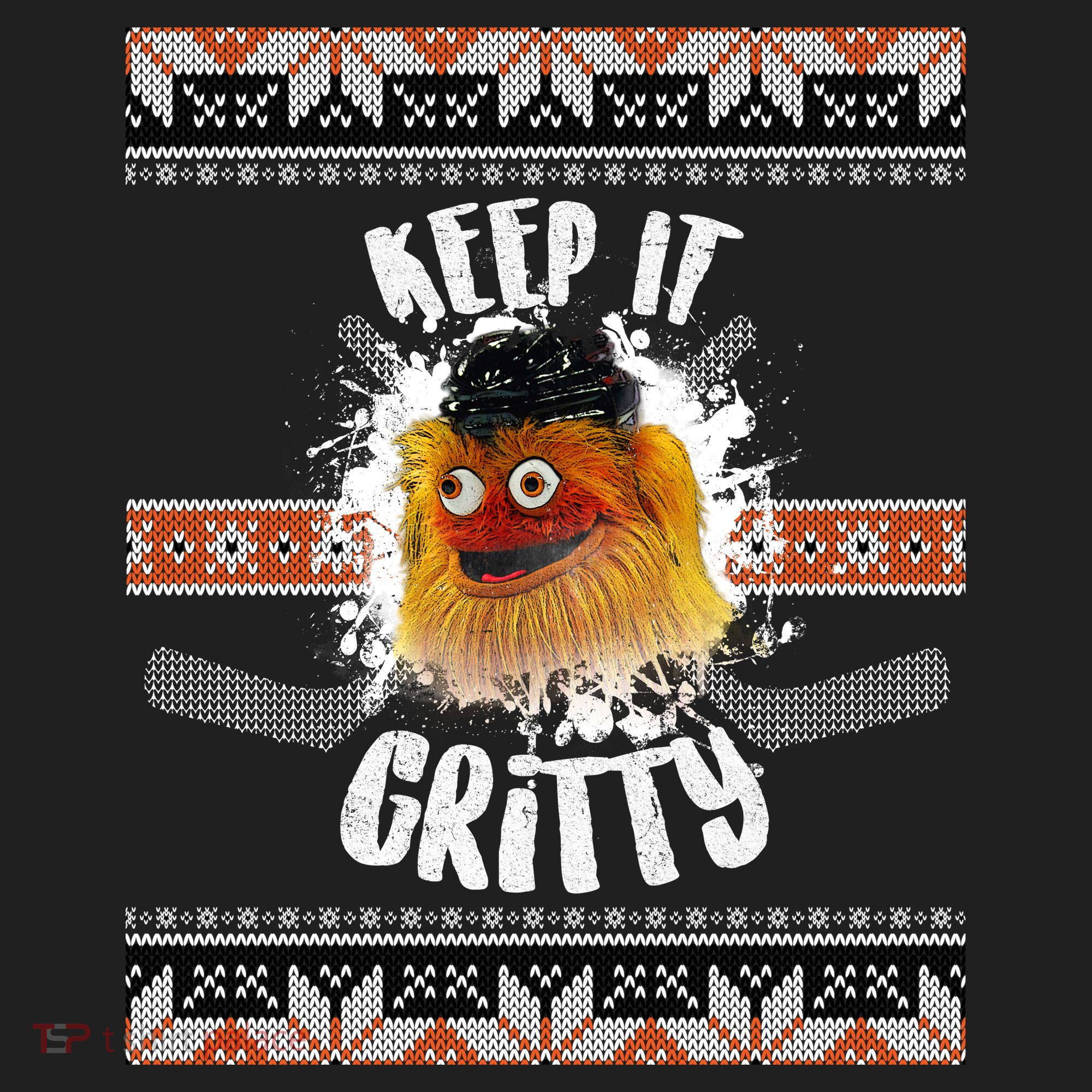 Keep It Gritty Ugly Christmas Sweater Golf Towel
